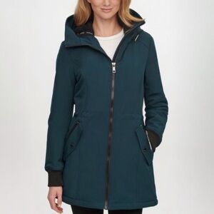 Calvin Klein Women's Fleece-Lined Hooded Raincoat size M NWT